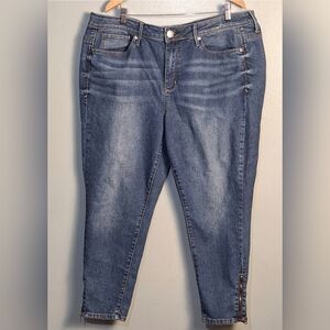 Seven7 Jeans Womens Size 20W Blue Mid Rise Straight Leg Stretch Zip Ankle Denim